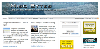 Misc Bytes.com - Life on the Internet, with a Splash of Science.