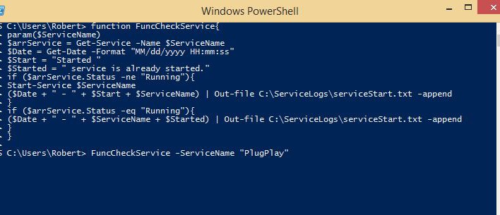 Powershell to check and start a service