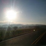 The fog rolling across the farms.